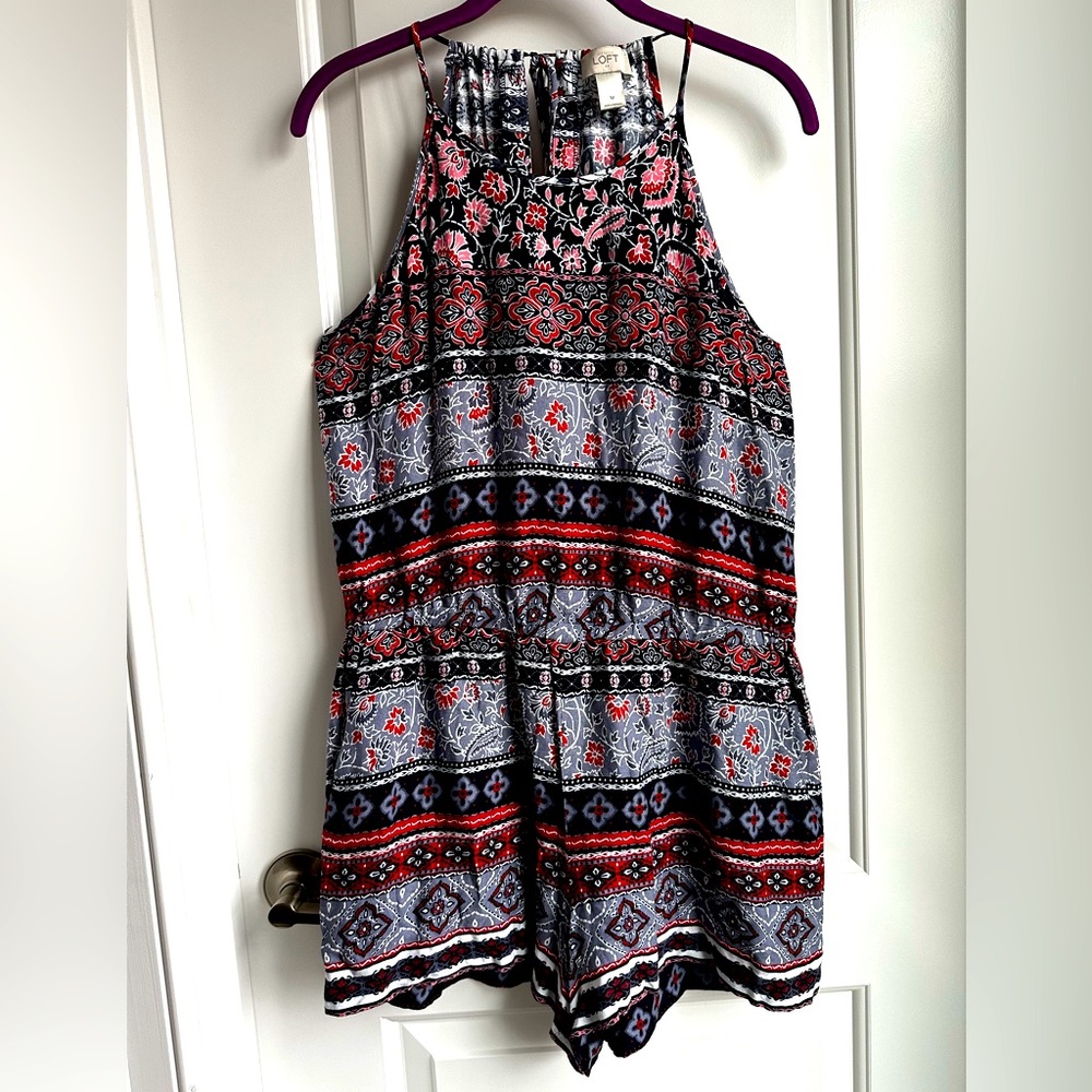 Loft floral pattern back tie romper